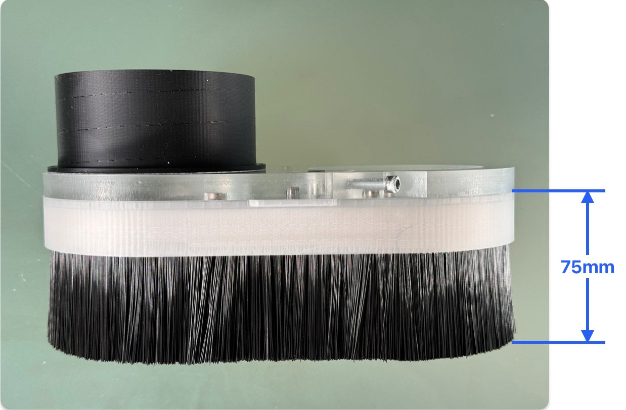 CNC Dust Shoe Dust Boot for CNC milling machine Split Magnetic brush base - 4" vacuum port. - 75mm brush bristles length.