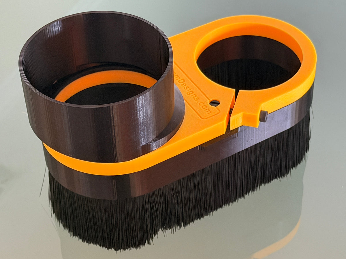Universal Dust Shoe for CNC Milling Machine - Magnetic Split Brush - 2-1/2 or 4-inch Vacuum Port