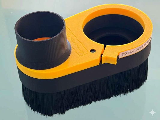 Universal Dust Shoe for CNC Milling Machine - Magnetic Split Brush - 2-1/2 or 4-inch Vacuum Port